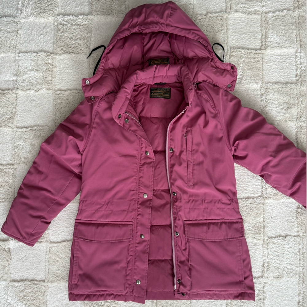 Vintage 90s Eddie Bauer Goose Down pink puffer coat